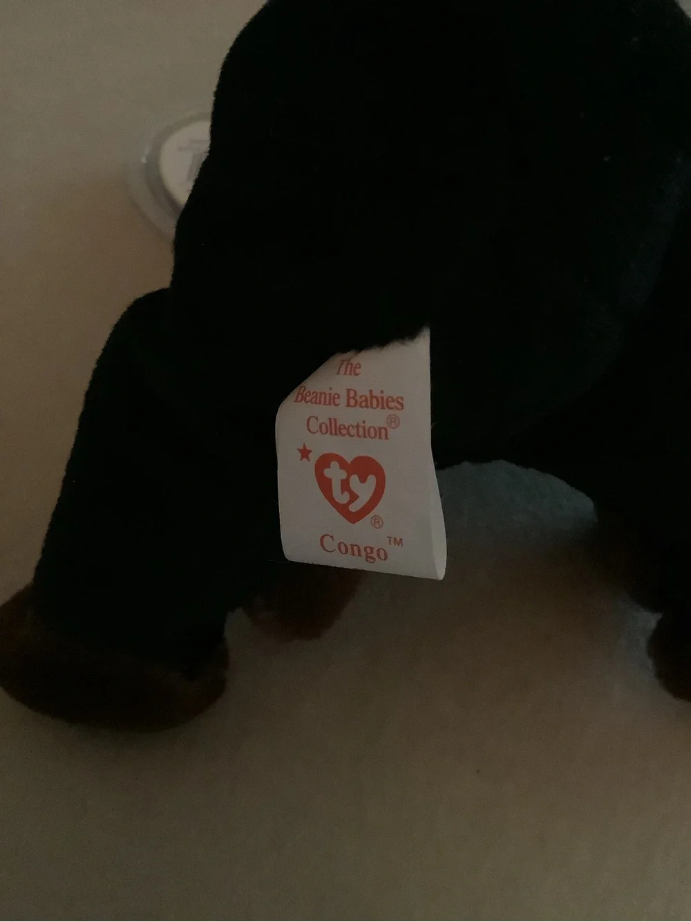 TY Beanie Baby Plush Monkey - Black and Brown - Congo